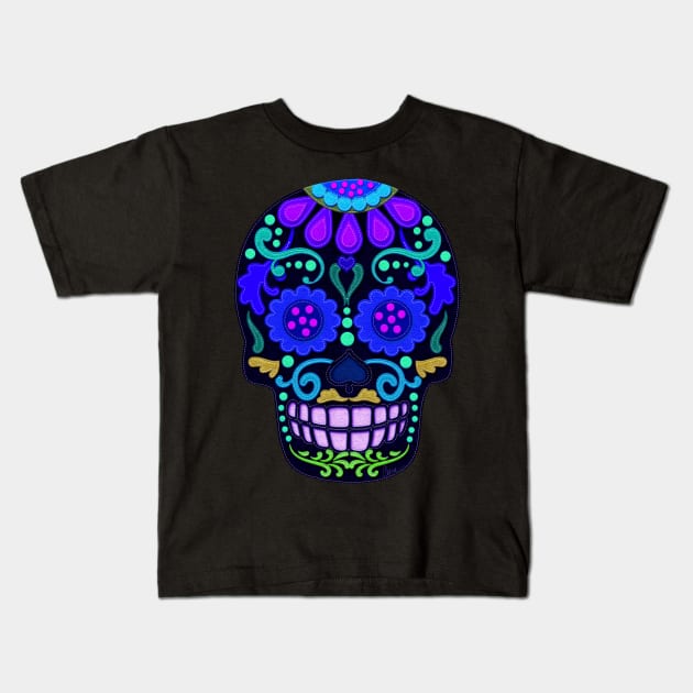 Day of the Dead | Sugar Skull | Felt Texture Style Kids T-Shirt by CheriesArt